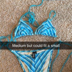 Blue and White Striped Bikini Set